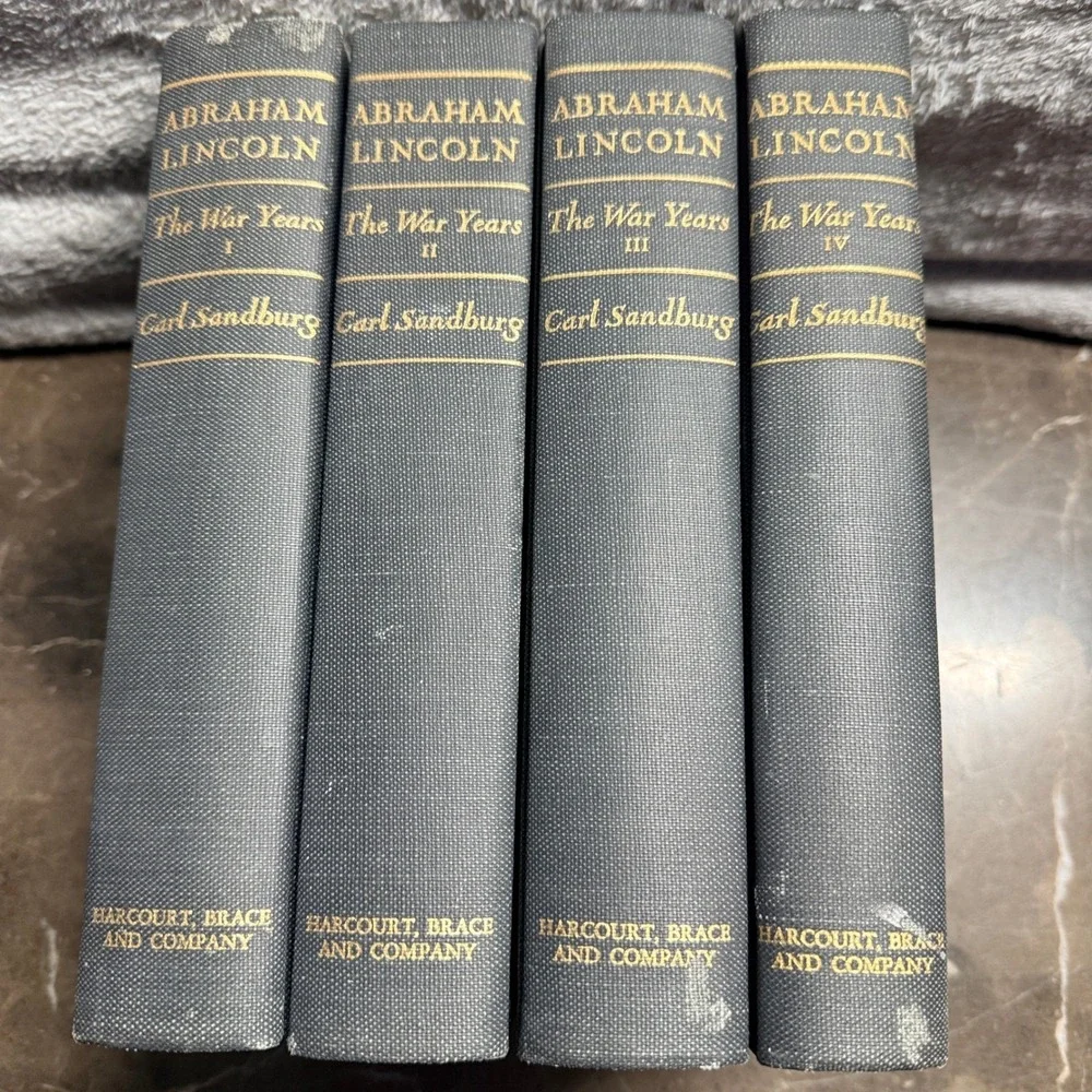 Harcourt Brace Abraham Lincoln The War Years Carl Sandburg 4 Vol Set Grey 1939